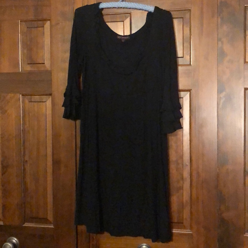 Betsey Johnson Black Ruffle Knit Dress